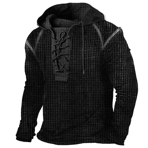 

Homme Sweat à capuche Noir Capuche Plein Lacet Sport Loisir du quotidien Vacances Vêtement de rue Frais Décontractées Printemps Automne Vêtement Tenue Pulls Capuche Pulls molletonnés