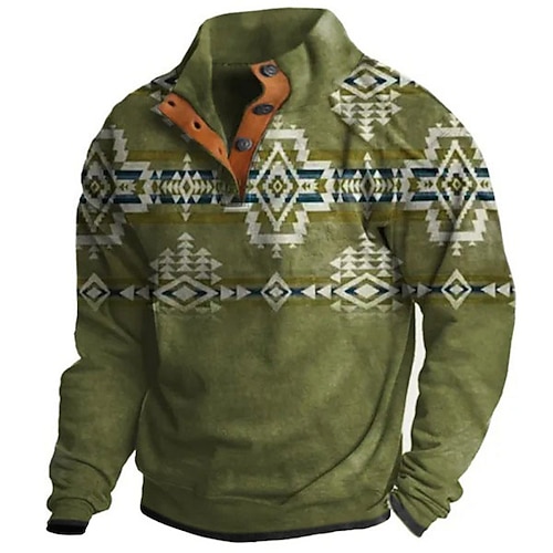 

Stammes Grafik-Drucke Modisch Ethnisch Brautkleider schlicht Herren 3D-Druck Sweatshirt Pullover Zur Seite fahren Festtage Ausgehen Strassenmode Sweatshirts Blau Grün Khaki Ständer Taste Vlies