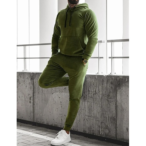 

Herren Hoodie Sweatshirt Kapuze Trainingsanzug Jogginganzug Grün Mit Kapuze Glatt Tasche 2 teilig Sport Natur Täglich Festtage Strassenmode Cool Brautkleider schlicht Frühling Herbst Bekleidung