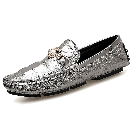 

Homme Mocassins et Slip On Grandes Tailles Chaussures d'entraînement Entreprise Britanique du quotidien Cuir Verni Confortable Antidérapantes Mocassins Noir Blanche Argent Printemps Automne