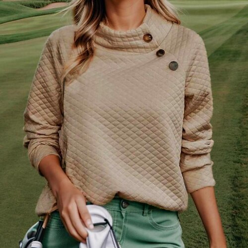 

Femme Sweat à capuche de golf Pull de golf Sweat Golf Chaud Respirable Evacuation de l'humidité manche longue Vêtements d'extérieur de golf Top Bouton Couleur unie Hiver Automne Tennis Le golf