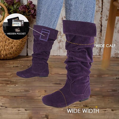 

Femme Bottes Chaussures en daim Bottes souples Grandes Tailles Extérieur du quotidien Cuissardes Fermeture Talon Plat Bout rond Décontractées Confort Minimalisme Daim Fermeture Couleur unie Amande