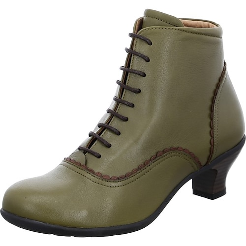 

Damen Stiefel Übergrössen Vintage-Schuhe Outdoor Täglich Stiefeletten Stiefeletten Kätzchen-Ferse Runde Zehe Elegant Brautkleider schlicht Minimalismus PU Feste Farbe Schwarz Grün