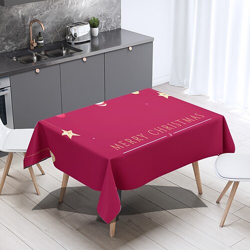 

Red Christmas Tablecloth Rectangle, Jacquard Table Cloth Spillproof and Wrinkle Resistant with Christmas Trees for Dining Room Holiday Decoration