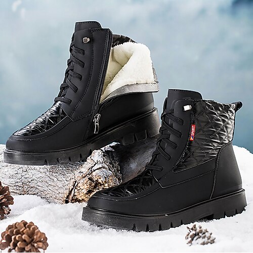 

Mujer Botas Botas de nieve Botas de Combate Tallas Grandes Exterior Diario Forrado con Lana Botines Botines Bordados Tacón Plano Dedo redondo Casual Confort Minimalismo Satén Cinta Color sólido Negro