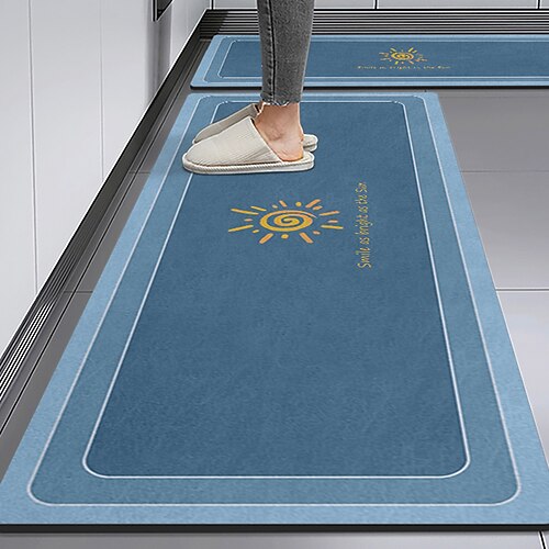 

Tapis de cuisine bleu antidérapant résistant à l'huile, intérieur et extérieur, décoration de chambre à coucher, de salle de bain, d'entrée, de porte