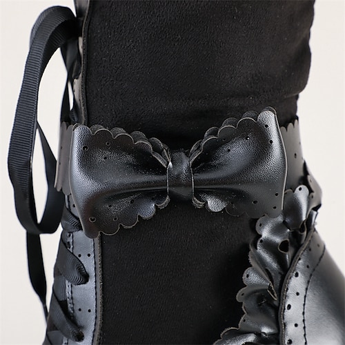  Women's Victorian Gothic Lace-Up Ankle Boots with Bow and Ruffle Trim – Gatsby-Inspired Elegant Boots for Cosplay, Costume Parties, and Vintage Fashion