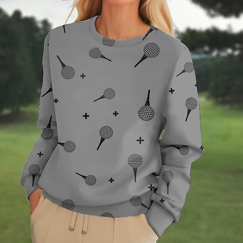 

Mujer Sudadera con capucha de golf Jersey de golf Sudadera Golf Mantiene abrigado Transpirable Con bolsillos Manga Larga Ropa de golf Camiseta Ajuste regular Cuello redondo Impreso Primavera Otoño