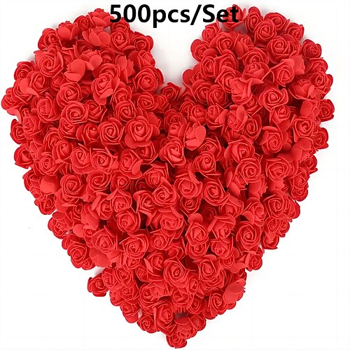 

500 Stück Mini-Rosenköpfe aus Schaumstoff zum Selbermachen, Basteln, Hochzeitssträuße, Tafelaufsätze, Blumenarrangements, Partytische, Heimdekorationen