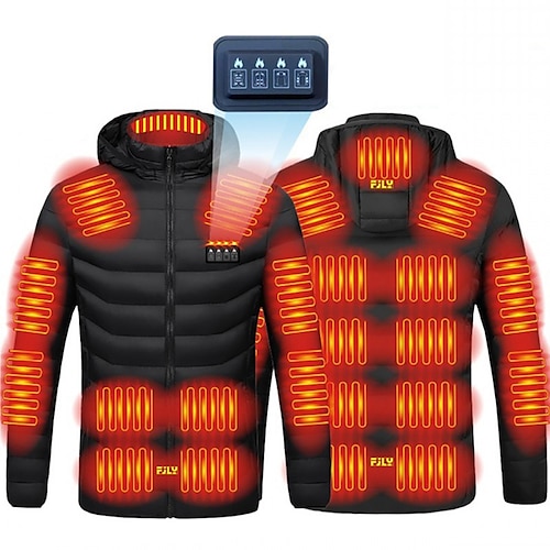 11 Areas Heated Jacket Winter USB Charging Warm Self Heating Coat Men  Women's Outdoor Sports Windproof Heating Cotton Jacket