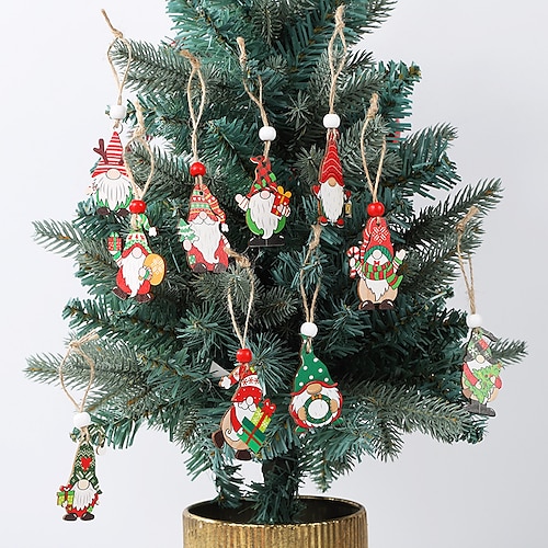 

Weihnachten bemalte Holzanhänger Weihnachtsmann Geschenke Weihnachtsbaumschmuck