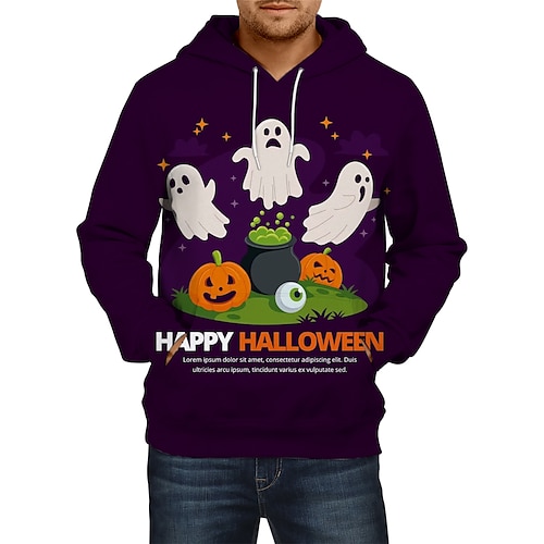 

Halloween Pumpkin Hoodie Print Front Pocket Graphic Hoodie For Men's Women's Unisex Adults' 3D Print 100% Polyester Casual Daily