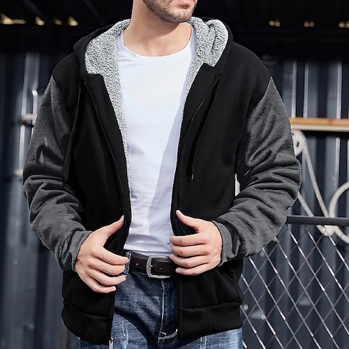 

Hombre Sudadera Chaqueta de lana Abrigos Sudadera con capucha de lana Negro Con Capucha Bloque de color Retazos Deporte Diario Festivos Ropa de calle Fresco Casual Otoño invierno Ropa Sudaderas con