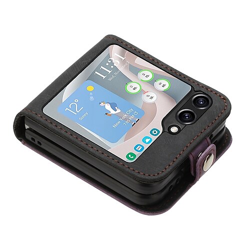 

Phone Case For Samsung Galaxy Z Flip 5 Z Flip 4 Z Flip 3 Wallet Case with Wrist Strap Kickstand Retro TPU PU Leather