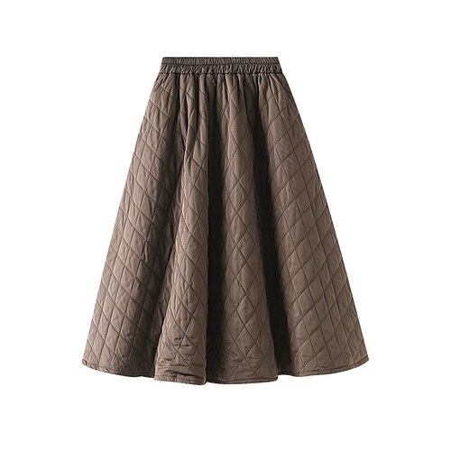 

Women's Skirt A Line Swing Midi Quilting Black Green Beige Coffee Skirts Winter Ruched Pocket Fashion Elegant Street Daily One-Size