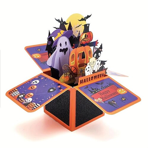 

5 tarjetas de felicitación de Halloween, tarjeta emergente feliz para mamá, niños, niñas, abuela, amigos o cualquier persona, tarjetas de felicitación emergentes 3D, regalos navideños hechos a mano