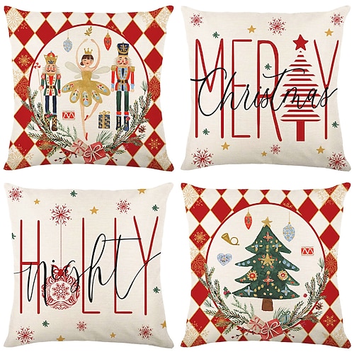 

Double Side Xmas Nutcracker Decor Print Pillow Cover 1PC Soft Decorative Square Cushion Case Pillowcase for BedroomLivingroom Sofa Couch Chair