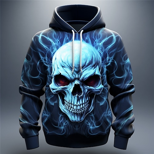 

Halloween Mens Graphic Hoodie Skull Prints Flame Daily Classic Casual 3D Pullover Holiday Going Out Streetwear Hoodies Red Royal Blue Long Sleeve Cotton