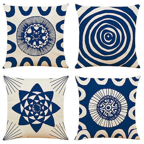 

Funda de almohada de doble cara de turbina azul, funda de cojín cuadrada decorativa suave de 4 piezas, funda de almohada para dormitorio, sala de estar, sofá, silla
