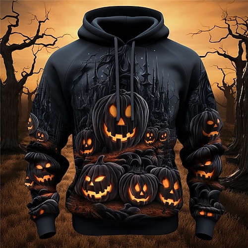 

Pumpkin Graphic Prints Daily Classic Casual Men's 3D Print Hoodie Pullover Halloween Holiday Going out Hoodies Black Blue Purple Long Sleeve Hooded Print Spring & Fall Designer
