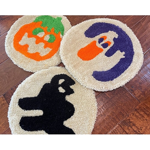 

biscoitos de halloween, gato preto, tapetes de abóbora, tapetes de imitação de caxemira criativos de desenho animado, sala de estar, quarto, tapetes de entrada