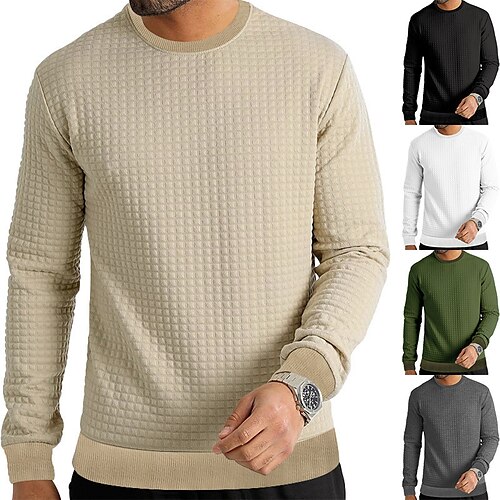 

Herren Sweatshirt Pullover Schwarz Weiß Armeegrün Khaki Dunkelgray Rundhalsausschnitt Glatt Sport Natur Täglich Festtage Strassenmode Basic Brautkleider schlicht Frühling Herbst Bekleidung