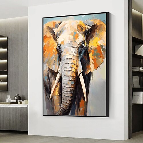 2026年 Mintura 手作り象動物油絵キャンバス壁アート装飾現代抽象画像