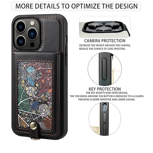 

Handy Hülle Handyhüllen Für Apple iPhone 15 Pro Max Plus iPhone 15 iPhone 14 13 Pro Max Plus Rückseite Ganzkörperschutz mit Lanyard mit Handschlaufe Graphic TPU PU-Leder