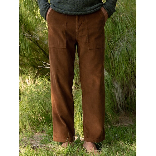

Hombre pantalones de traje Pantalones de Pana Pantalones Pantalones de traje Bolsillo Cintura elástica Plano Comodidad Transpirable Exterior Diario Noche Pana Moda Casual Negro Rojo