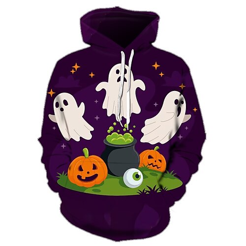 

Halloween Pumpkin Hoodie Print Front Pocket Graphic Hoodie For Men's Women's Unisex Adults' 3D Print 100% Polyester Party Holiday