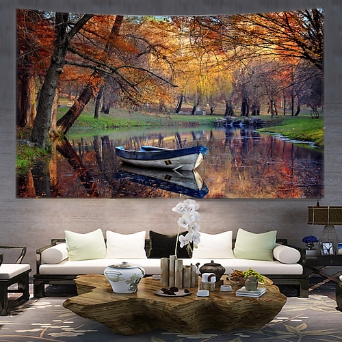 

Autumn Forest Hanging Tapestry Wall Art Large Tapestry Mural Decor Photograph Backdrop Blanket Curtain Home Bedroom Living Room Decoration