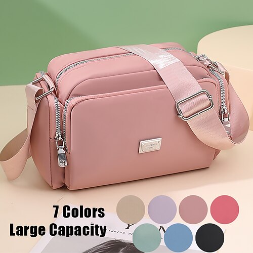 

Femme Sac bandoulière Sac d'épaule Sac hobo Nylon Extérieur du quotidien Vacances Fermeture Grande Capacité Etanche Poids Léger Couleur unie Taro violet Rose nude Nuit noire