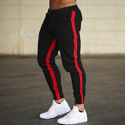 

Men's Sweatpants Joggers Trousers Pocket Color Block Comfort Breathable Outdoor Daily Going out Fashion Casual Black Red