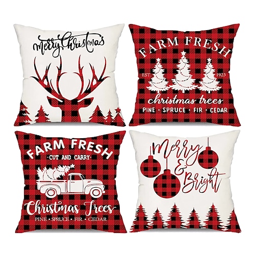 

Double Side Xmas Decor Print Pillow Cover 1PC Soft Decorative Square Cushion Case Pillowcase for BedroomLivingroom Sofa Couch Chair