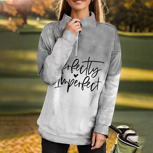 

Mujer Sudadera con capucha de golf Jersey de golf Sudadera Golf Mantiene abrigado Transpirable Dispersor de humedad Manga Larga Ropa de golf Camiseta Ajuste regular Bolsillos laterales 1/4 cremallera