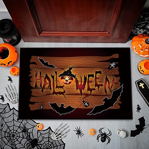 

Tapete de halloween, tapete de porta de entrada fantasma de abóbora de terror, tapete decorativo resistente à poeira