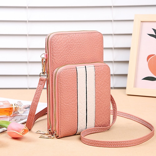 

Mulheres Bolsa crossbody Carteira Porta Moedas Bolsa para celular Carteira de titular de cartão de crédito Couro PU Diário Feriado Ziper Ajustável Prova-de-Água Leve Côr Sólida Preto Rosa claro Azul