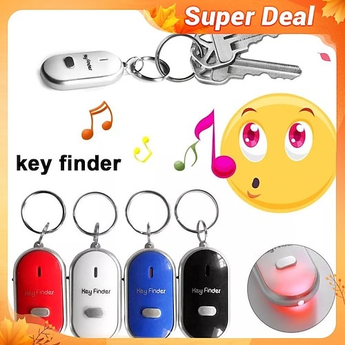 

LED Whistle Key Finder Flashing Beeping Sound Control Alarm Anti-Lost Key Locator Finder Tracker with Key Ring