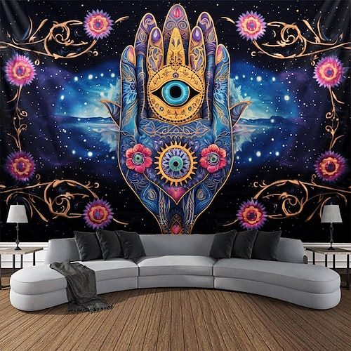 

Hamsa diable yeux suspendus tapisserie mur art grande tapisserie décor mural photographie toile de fond couverture rideau maison chambre salon décoration