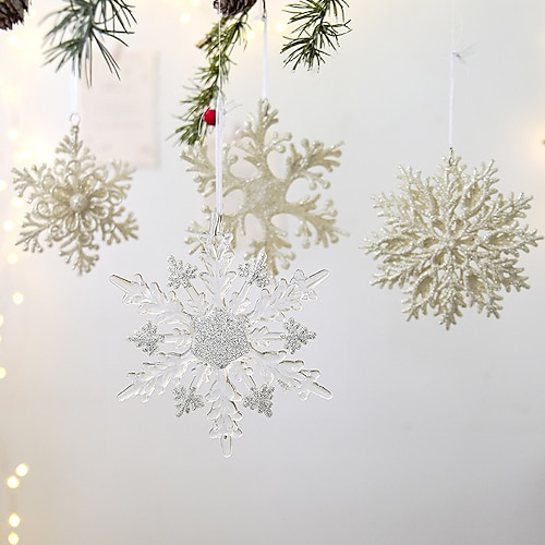 

Christmas Decorative Transparent Sparkling Pink Acrylic Snowflake Plate Pendant Gold Snowflake Christmas Tree Window Decorative Pendant