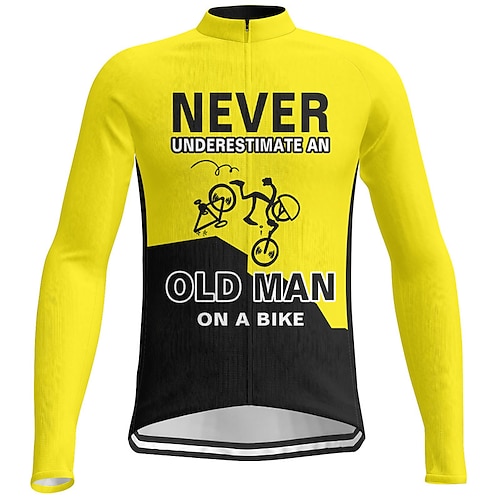 Men's Long Sleeve Cycling Jersey have Reflective Trims and Pockets