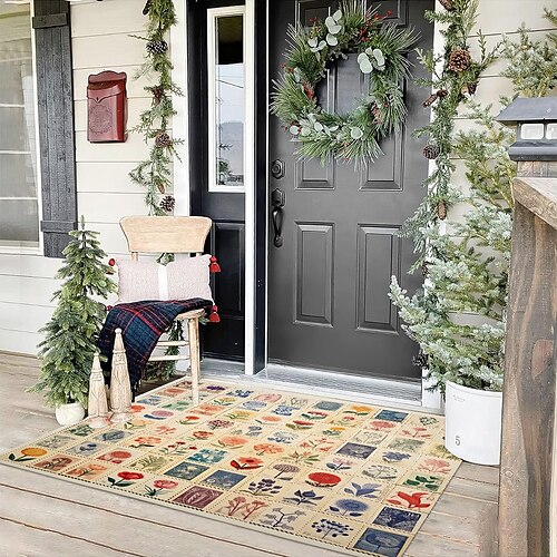 

Alfombra de puerta con sellos vintage, alfombra antideslizante a prueba de aceite para el suelo de la cocina, alfombra para interiores y exteriores, decoración de dormitorio, alfombra de baño,