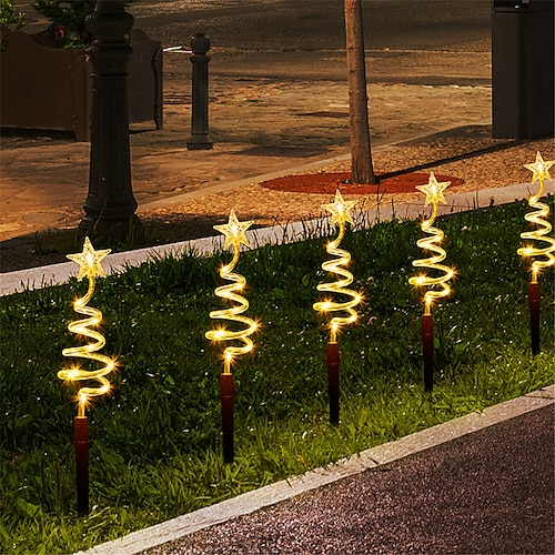 

Lumières extérieures d'arbre de noël à énergie solaire, lumières de décoration de cour, lumières d'ambiance de fête de vacances