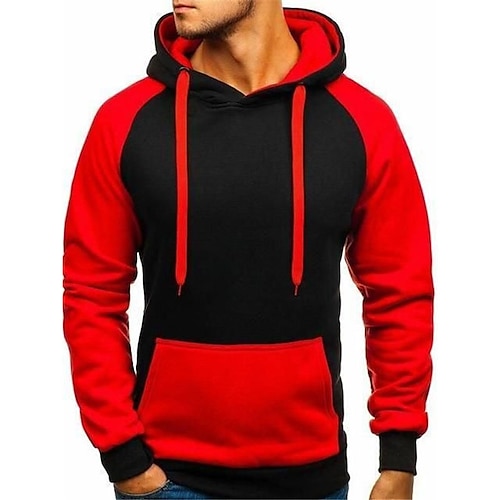 

Herren Hoodie Sweatshirt Kapuze Rote Grau Mit Kapuze Farbblock Patchwork Sport Natur Täglich Festtage Strassenmode Cool Brautkleider schlicht Frühling Herbst Bekleidung Kapuzenpullover Sweatshirts