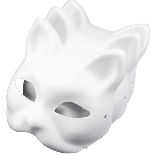 

Маска кошки, заготовка из белой бумаги, раскрашенная вручную маска для лица (3 шт. в упаковке)