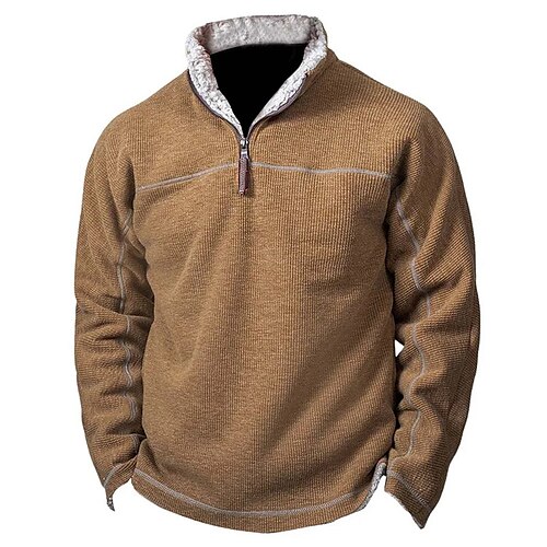 

Hombre Sudadera Sudadera con cremallera Marrón Media cremallera Plano Deporte Diario Festivos Ropa de calle Casual Vellón fino Primavera Otoño Ropa Sudaderas con capucha Sudaderas