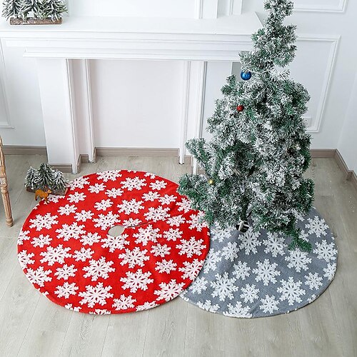 

Jupe d'arbre de noël en jacquard, flocon de neige, en peluche, tablier inférieur d'arbre de noël, fournitures de décoration de fête de vacances