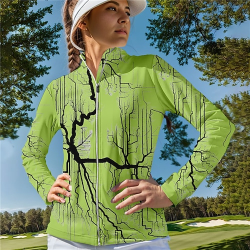 

Damen Golfjacken warm Atmungsaktiv Feuchtigkeitsableitung Langarm Golf-Oberbekleidung Shirt Regular Fit Zip Bedruckt Frühling Herbst Tennis Golfspiel Pickleball