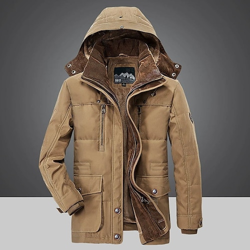 Per uomo Cappotto invernale Giacca in pile Caldo Addensare Esterno Da tutti i giorni Tinta unica Capispalla Abbigliamento Blu Verde Kaki