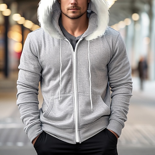 

Homme Sweat à capuche Sweat à capuche zippé Pardessus Noir Bleu Gris Capuche Plein Sport Loisir du quotidien Vacances Vêtement de rue Frais Décontractées Automne hiver Vêtement Tenue Pulls Capuche